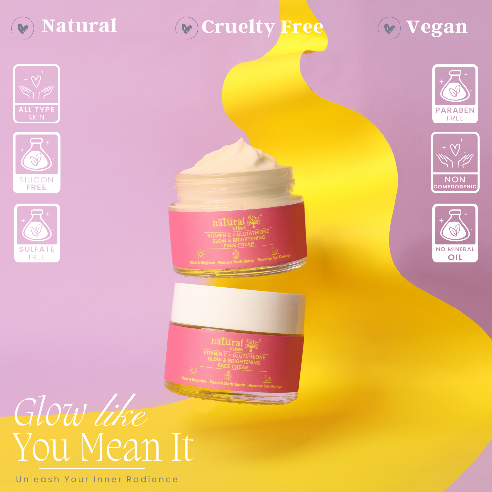 Natural Vibes Vitamin C + Glutathione Glow & Brightening Face Day & Night Cream ( 50 g ) ( Full Size )