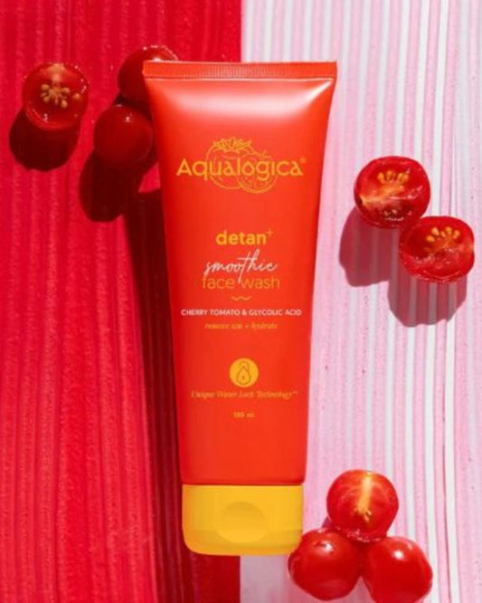 Aqualogica Detan+ Smoothie Face Wash with Cherry Tomato & Glycolic Acid for Tan Removal - 100ml