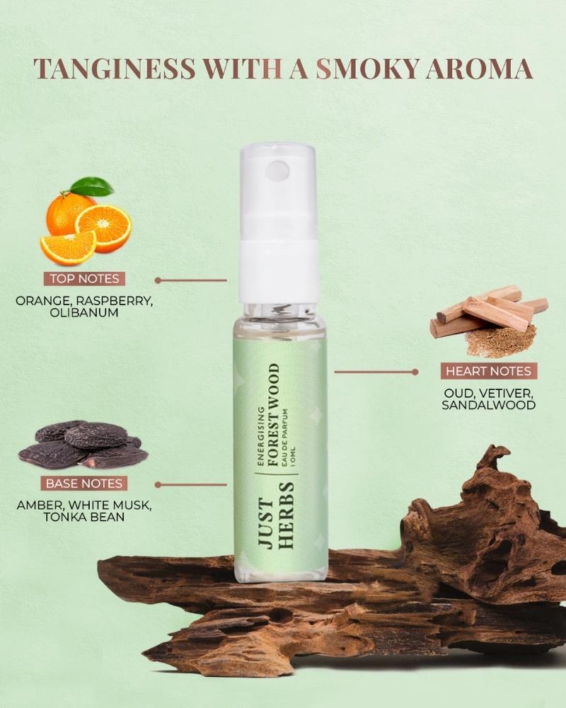 Just Herbs Energizing Forest Wood Eau De Parfum - 10 ml ( Mini / Small pack / Sample ) (Copy)