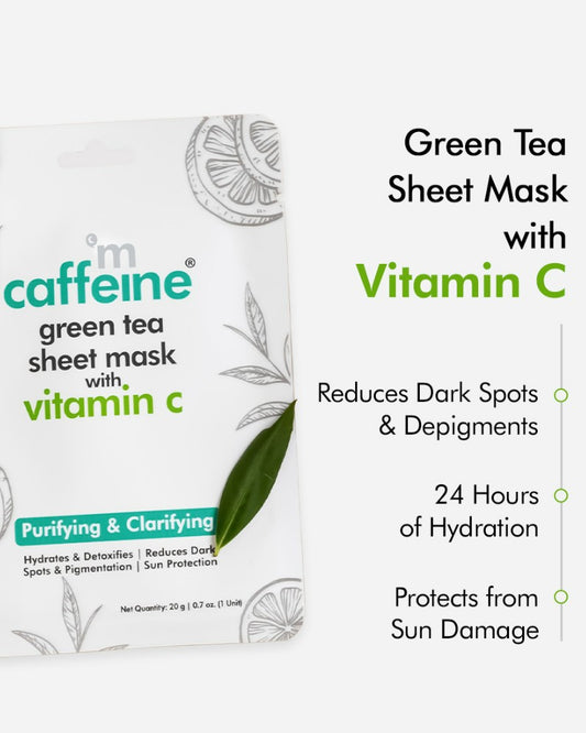 Vitamin C & Green Tea Sheet Mask for Clear & Glowing Skin - 20g