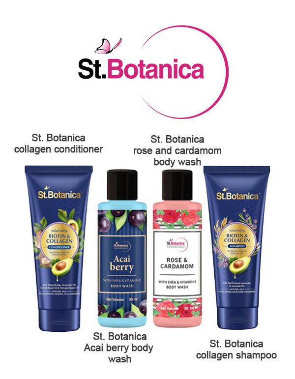 St Botanica Bath And Shower Combo With Biotin & Collagen ( Pack of 4 ) (Mini / Small Pack / Sample)