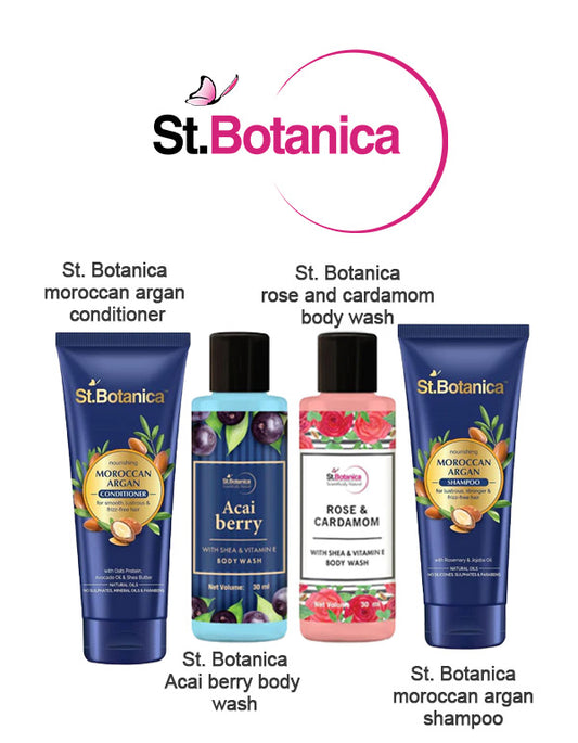 St Botanica Bath And Shower Combo With Moroccan Argan ( Pack of 4 ) (Mini / Small Pack / Sample)