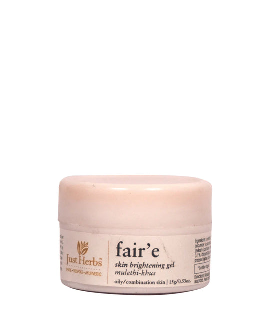 Just Herbs Fair'e Mulethi khus skin brightning gel - (15gms) (Mini/Small pack/Sample)