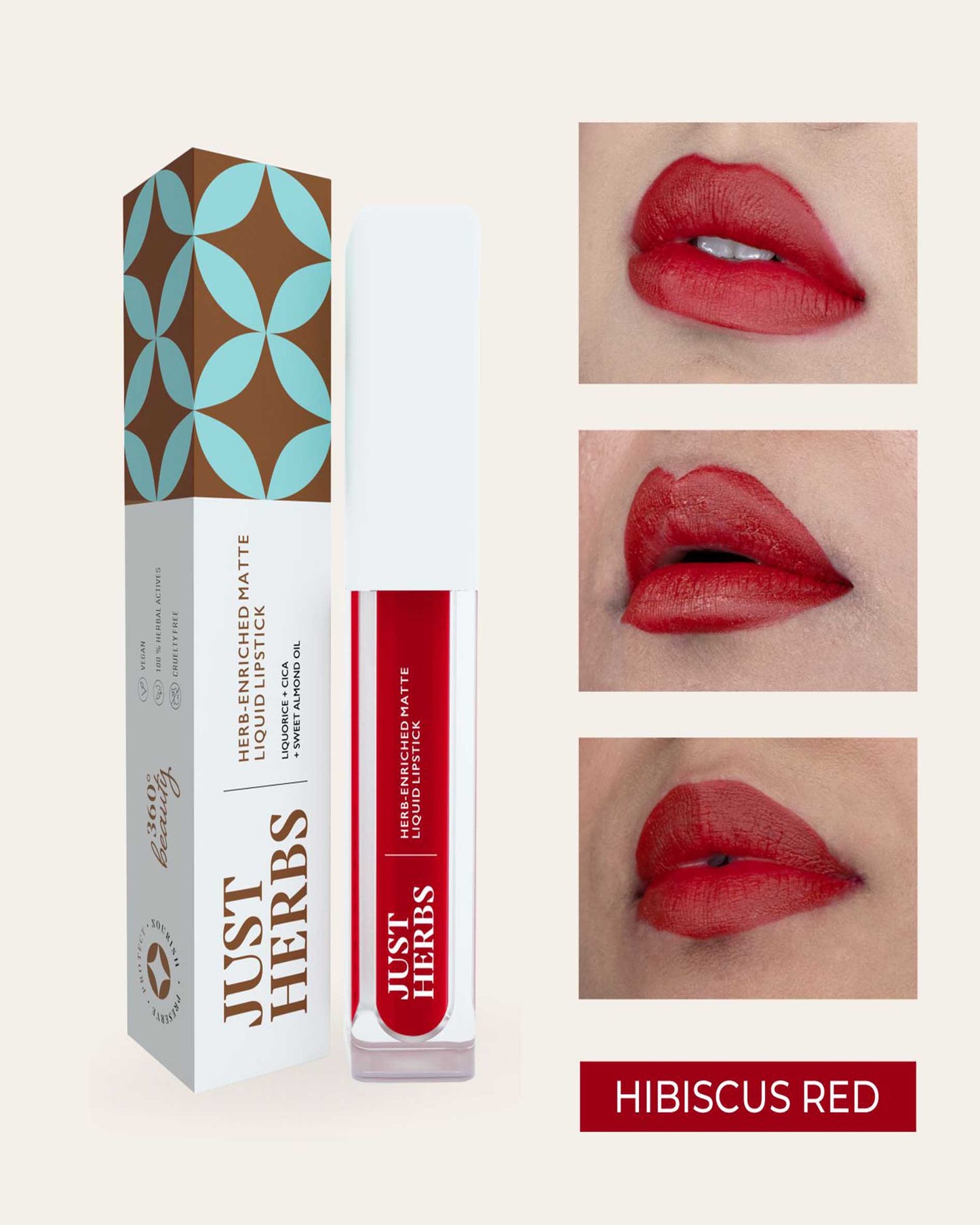 Just Herbs - Herb-enriched Matte Liquid Lipstick - Hibiscus Red