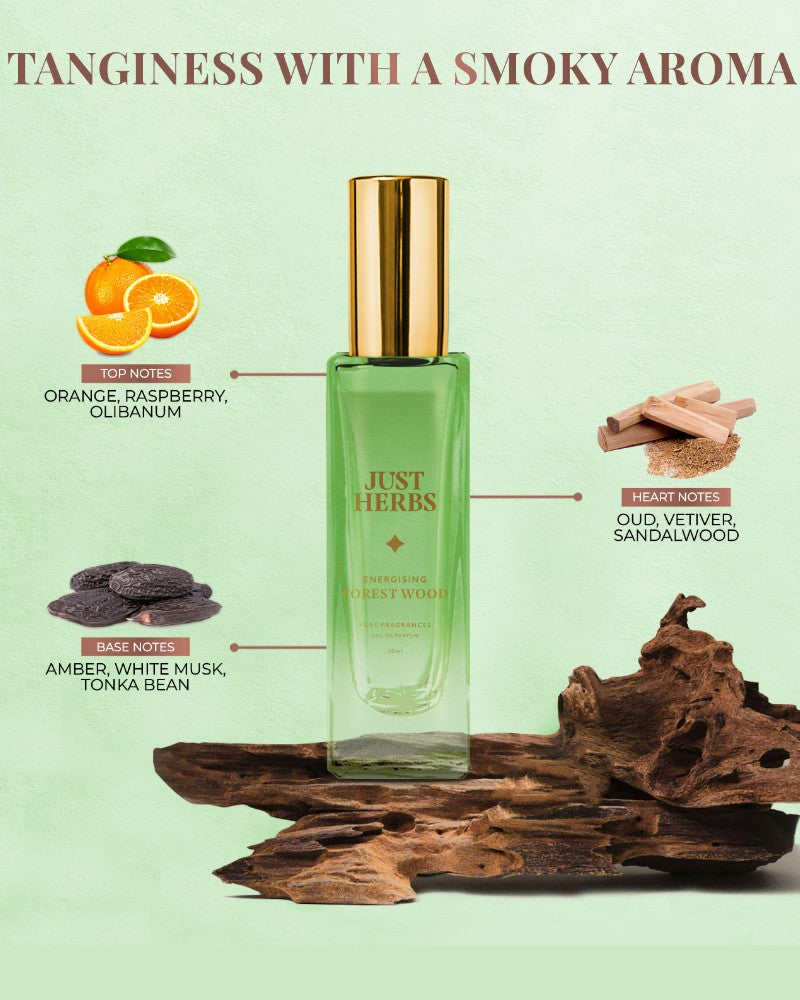 Just Herbs Energizing Forest Wood Eau De Parfum - 20 ml ( Mini / Small pack / Sample )