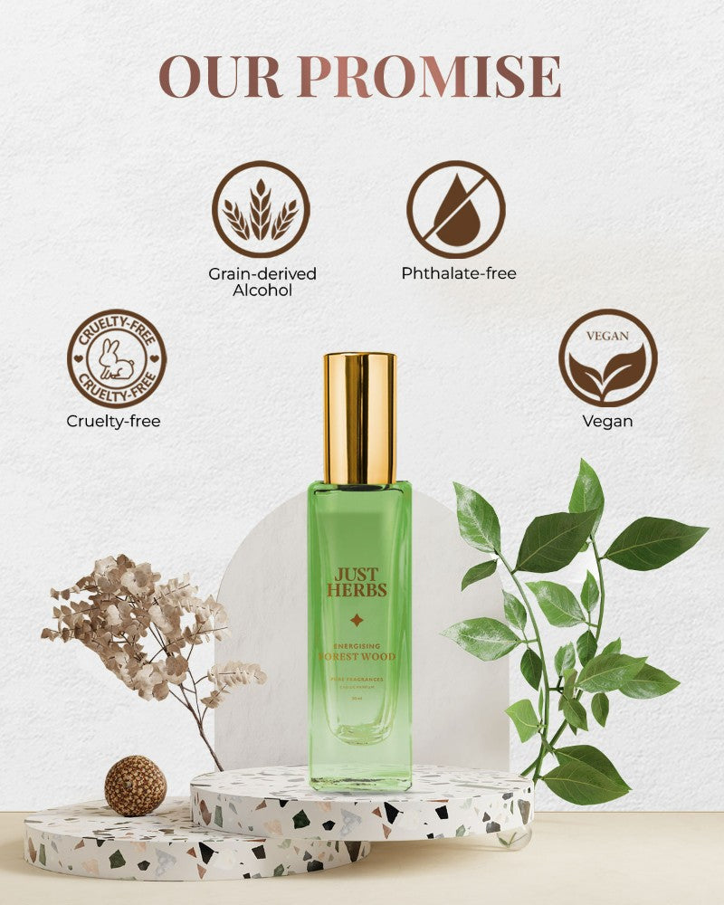 Just Herbs Energizing Forest Wood Eau De Parfum - 20 ml ( Mini / Small pack / Sample )