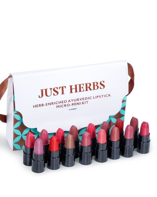 Just Herbs - Herb Enriched Ayurvedic Lipstick Micro-Mini Kit (16 Shades) ( Mini/ Small Pack/ Sample)