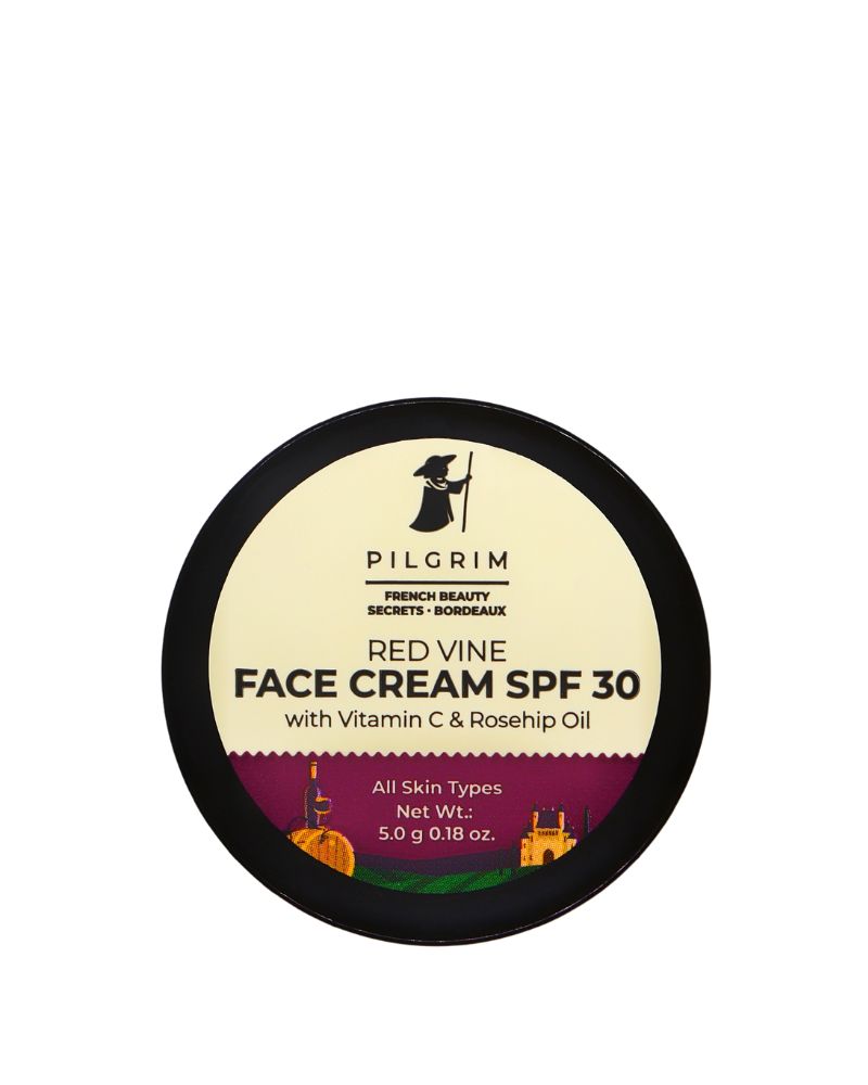 Pilgrim Red Vine Face Cream SPF 30 with Vitamin C & Rosehip Oil (PA+++) ( 5 gm ) ( Mini / Small Pack / Sample )