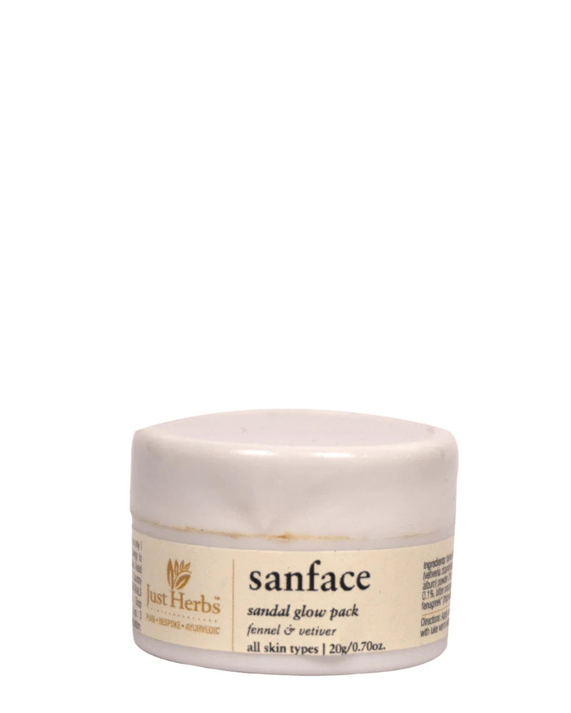 Just Herbs Sanface Skin Tightening Sandal Glow Pack - (20gms) (Mini/Small pack/Sample)