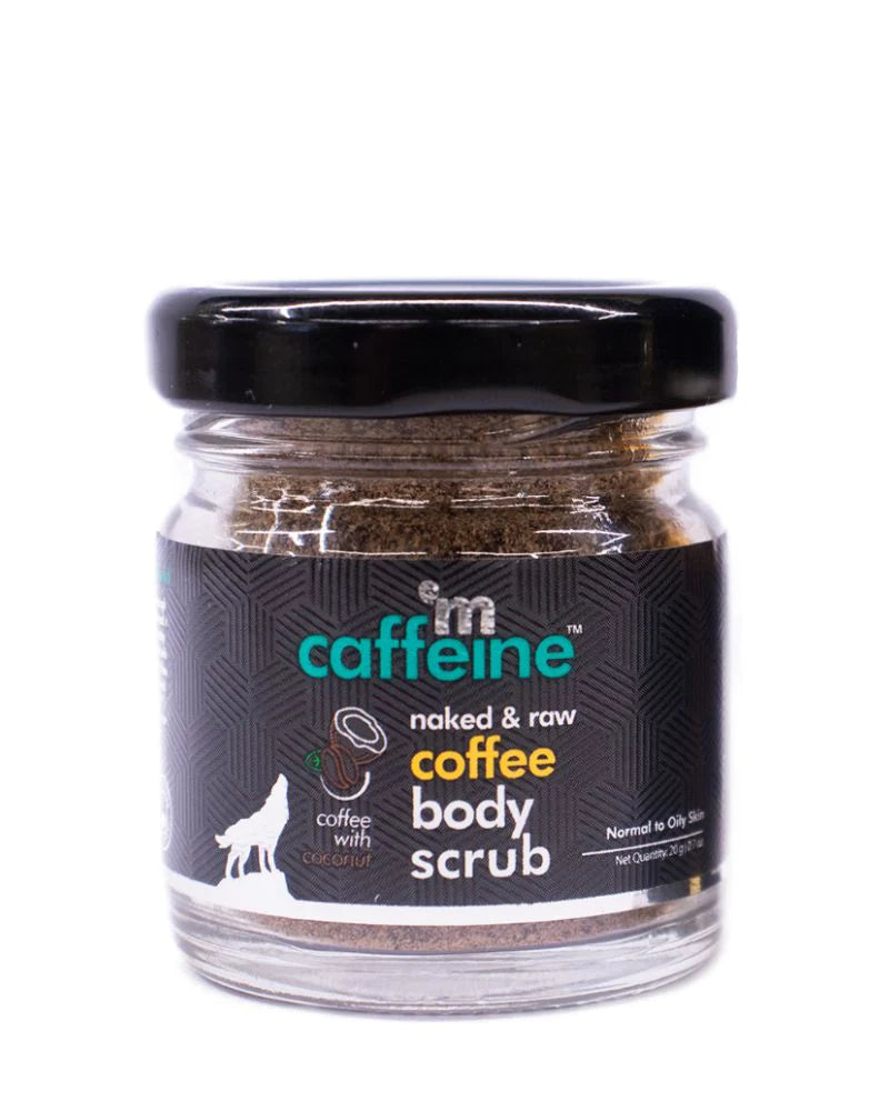 mCaffeine Naked & Raw Coffee Body Scrub - (20 gm) (Mini/Small pack/Sample)