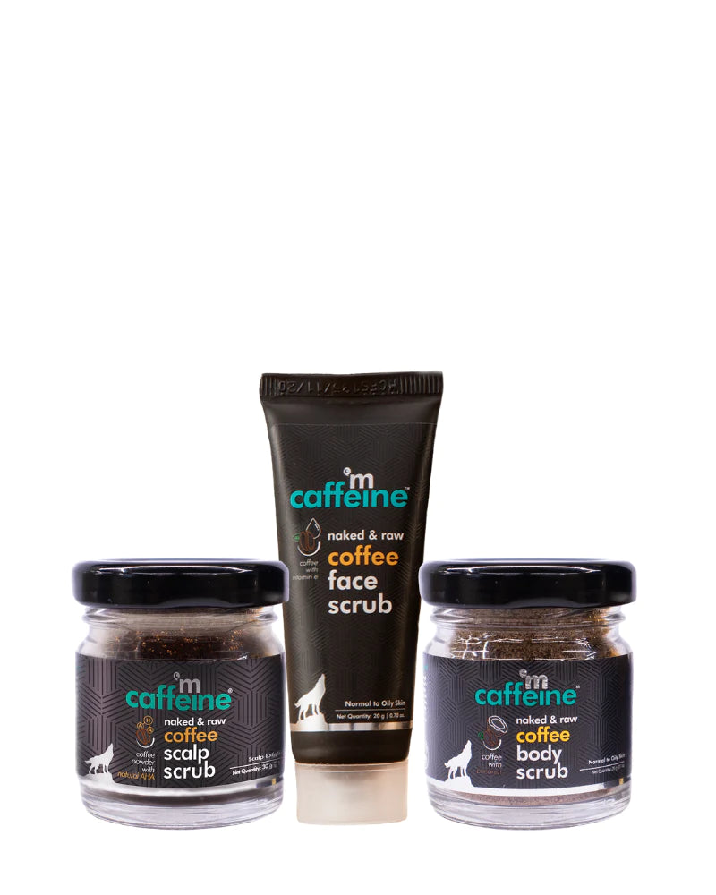 mCaffeine Head To Toe Exfoliation Combo (Pack Of 3) (Mini/Small pack/Sample)