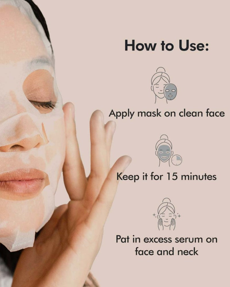 mCaffeine Green Tea Sheet Mask ( Pack of 3 ) | Niacinamide | Vitamin C | Fruit AHA Mix |