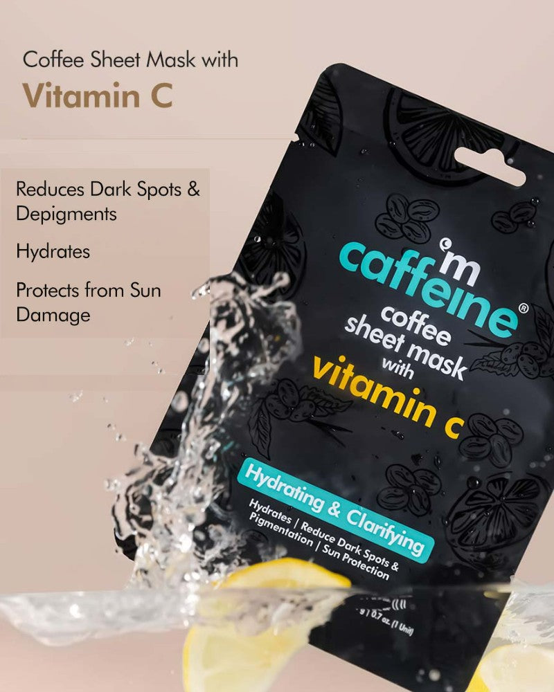 mCaffeine Coffee Sheet Mask ( Pack of 3 ) | Hyaluronic Acid | Coconut Water | Vitamin C